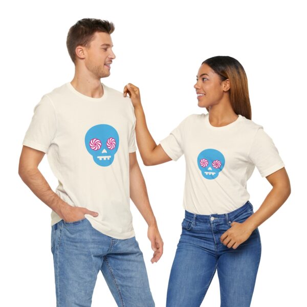 Hypno-Skull (Blue/Pink) - Unisex Tee (Multiple Colors and Sizes) - Image 2